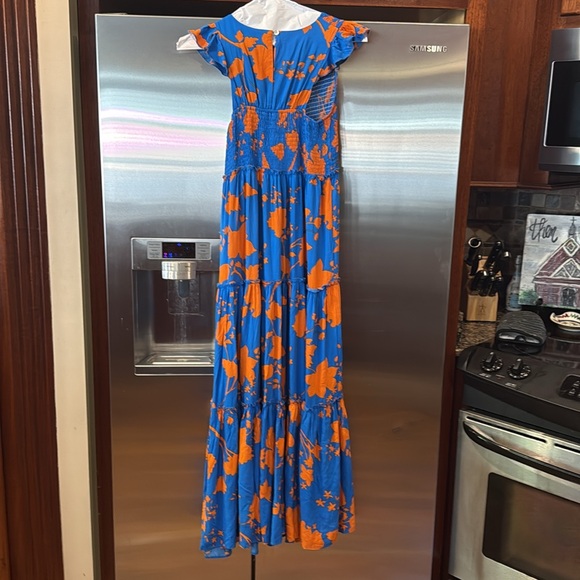 Abel the Label-Floral Blue and Orange Maxi Dress XS - Picture 2 of 10